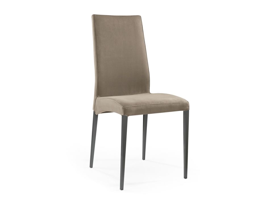 2 krzesła do jadalni z tkaniny w kolorze Caribou i antracytowych nóg Made in Italy - Kite Viadurini