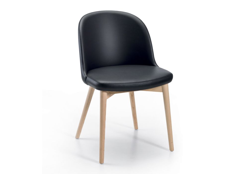 2 krzesła do salonu z ekoskóry i naturalnego jesionu Made in Italy - Cupcake Viadurini
