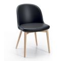 2 krzesła do salonu z ekoskóry i naturalnego jesionu Made in Italy - Cupcake