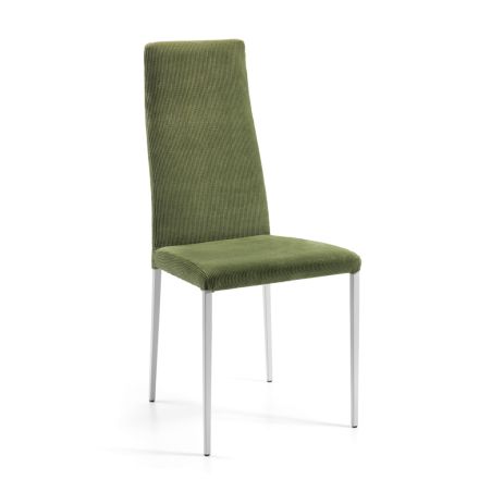 2 krzesła do salonu z zielonej tkaniny i srebrnych nóg Made in Italy - Owlet Viadurini