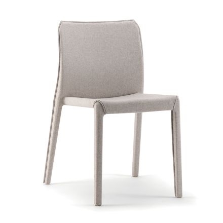 2 krzesła sztaplowane z polipropylenu, włókna szklanego i tapicerowane szarą wełną – cięte Viadurini