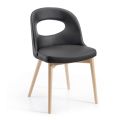 2 krzesła z czarnej sztucznej skóry i jesionowych nóg Made in Italy - Cupcake