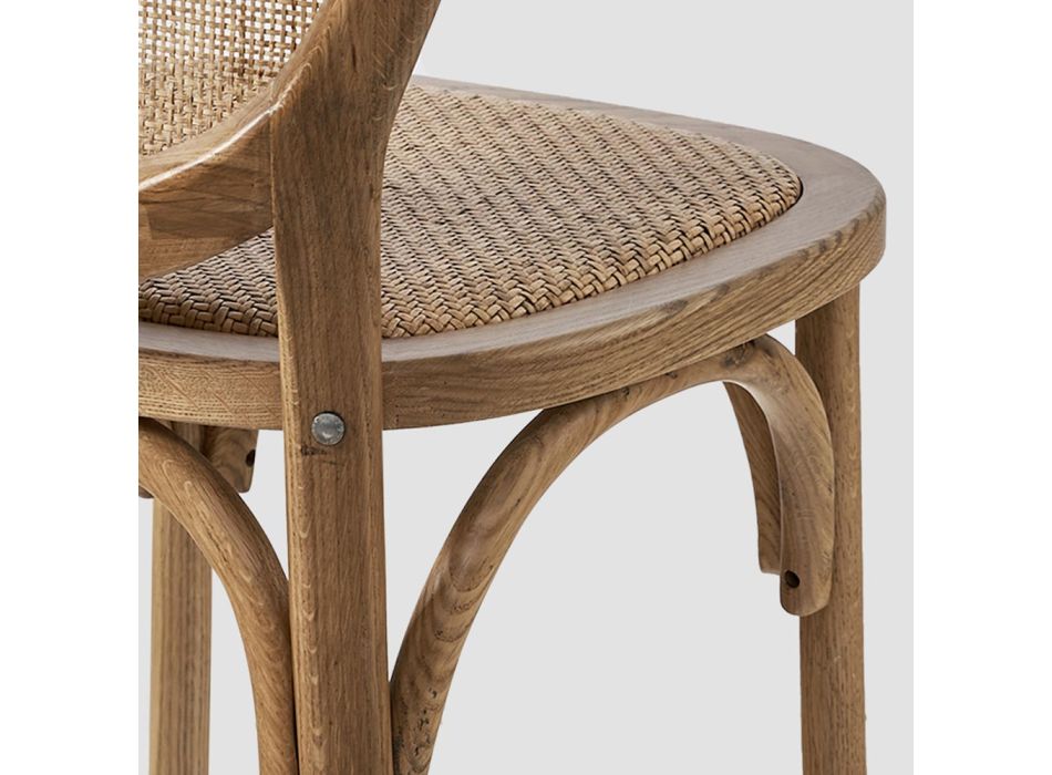 2 drewniane krzesła z plecionym siedziskiem i oparciem - karton Viadurini