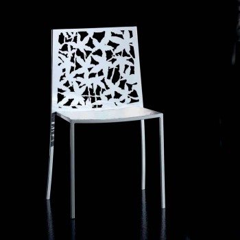 2 nowoczesne, rzeźbione laserowo krzesła z białego metalu - Patatix