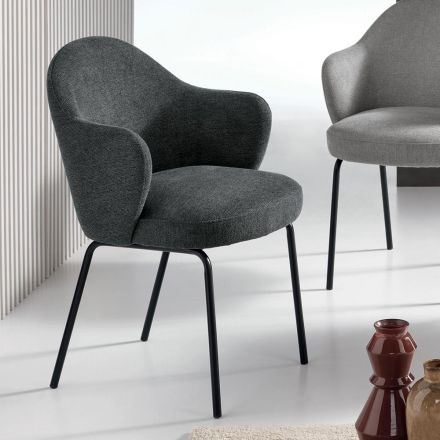 2 krzesła materiałowe z siedziskiem sprężynowym i metalową ramą - Alighieri Viadurini