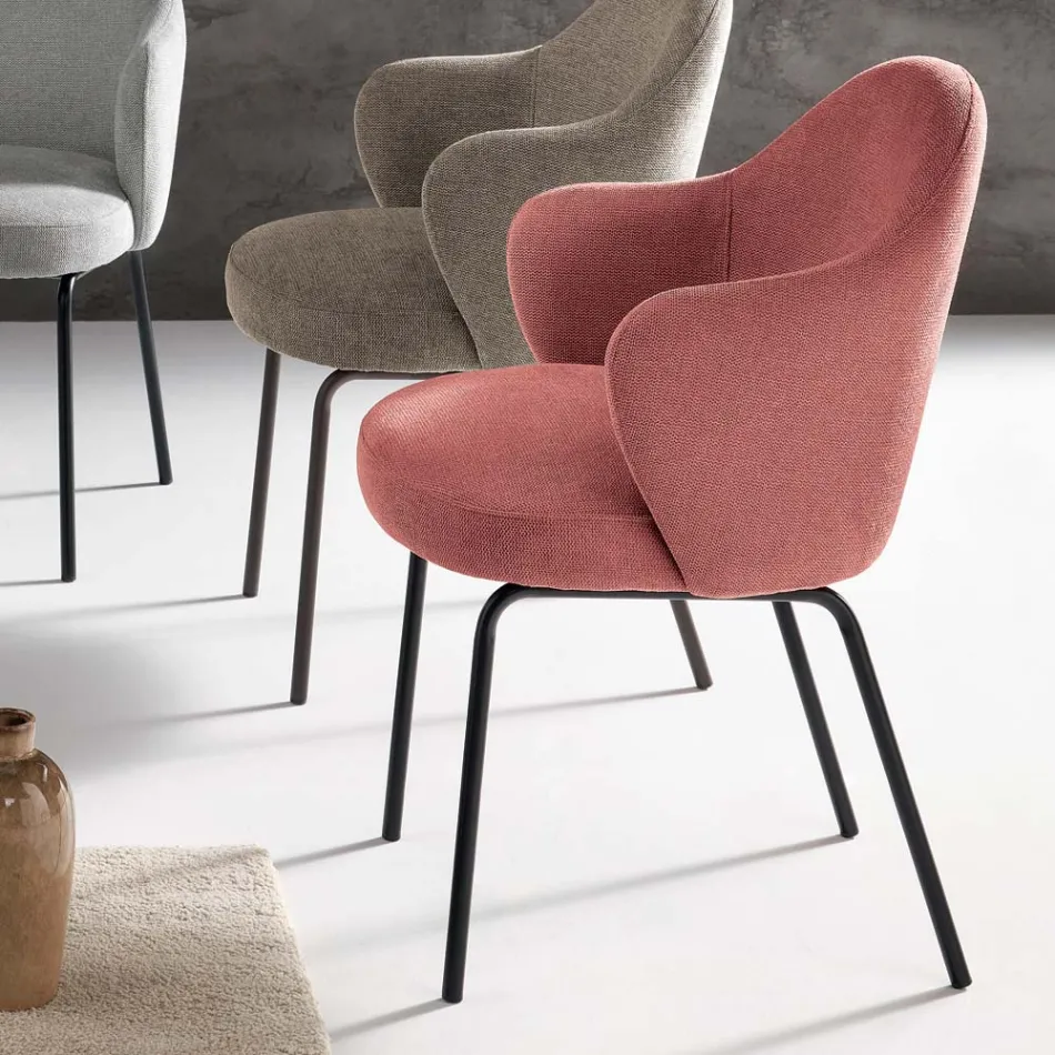 2 krzesła materiałowe z siedziskiem sprężynowym i metalową ramą - Alighieri Viadurini