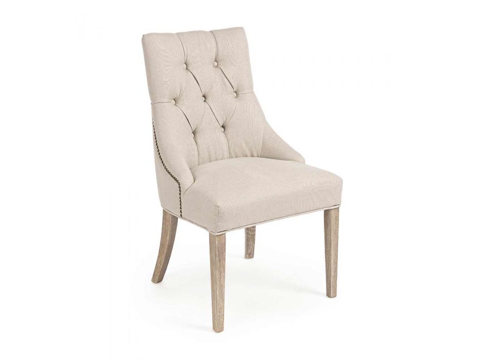 2 nowoczesne lniane krzesła ze strukturą drewna dębowego Homemotion - Barna