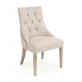 2 nowoczesne lniane krzesła ze strukturą drewna dębowego Homemotion - Barna