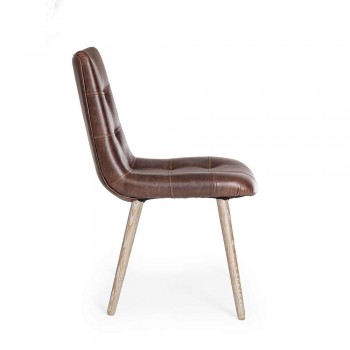 2 nowoczesne krzesła w stylu industrialnym, pokryte skórą ekologiczną Homemotion - Riella