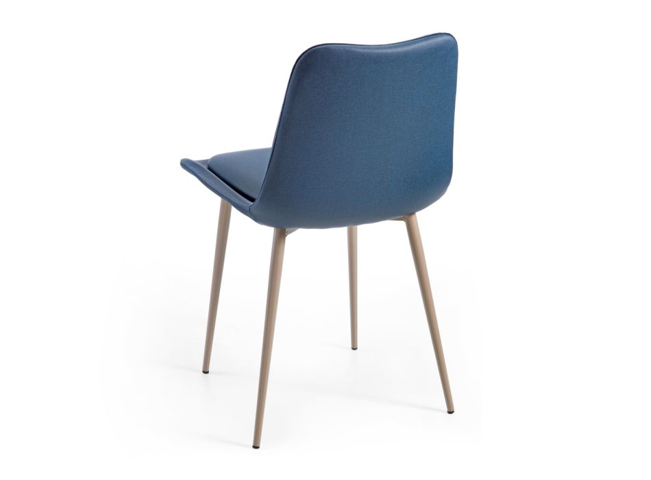 2 krzesła monokokowe z drewna i niebieskiej tkaniny Made in Italy - małe Viadurini