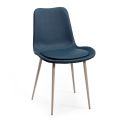 2 krzesła monokokowe z drewna i niebieskiej tkaniny Made in Italy - małe