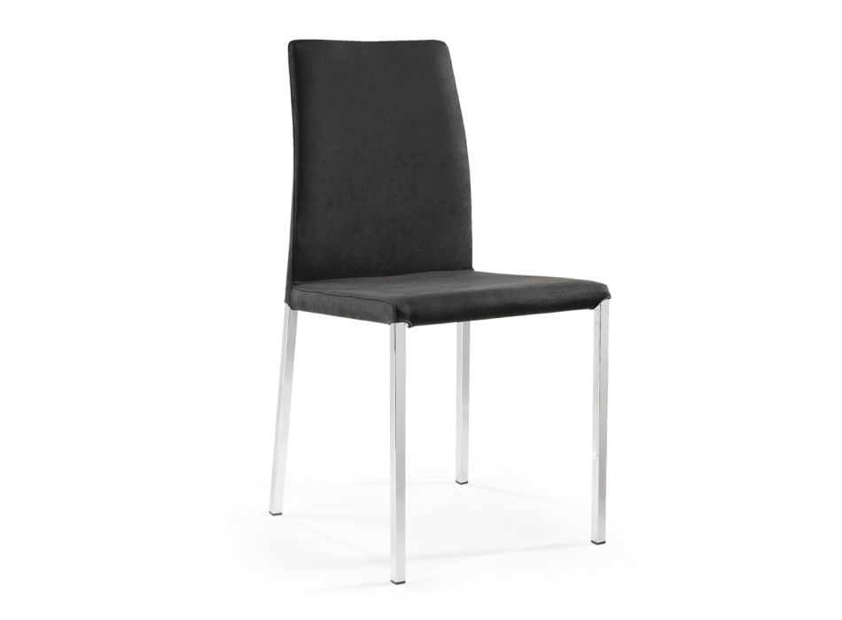 2 krzesła wykonane z czarnej tkaniny i srebrnych stalowych nóg Made in Italy - Cadente Viadurini