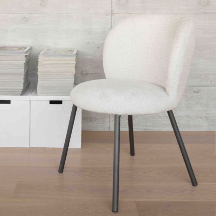 2 krzesła z grafitowego metalu z siedziskiem z tkaniny Bliss - Lunea Viadurini