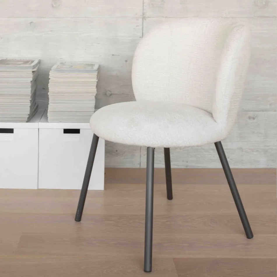 2 krzesła z grafitowego metalu z siedziskiem z tkaniny Bliss - Lunea Viadurini