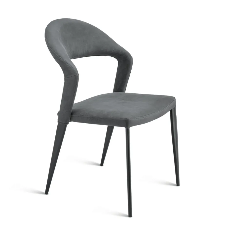 2 krzesła tapicerowane kolorową skórą ekologiczną i malowaną metalową podstawą - Boccaccio Viadurini