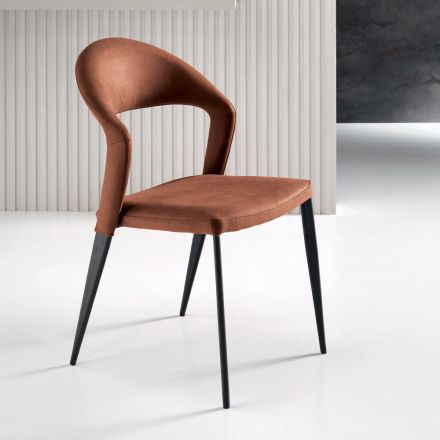 2 krzesła tapicerowane kolorową skórą ekologiczną i malowaną metalową podstawą - Boccaccio Viadurini