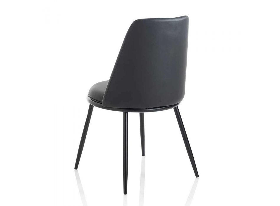 2 nowoczesne krzesła do jadalni ze sztucznej skóry i matowego czarnego metalu - Frizzi Viadurini