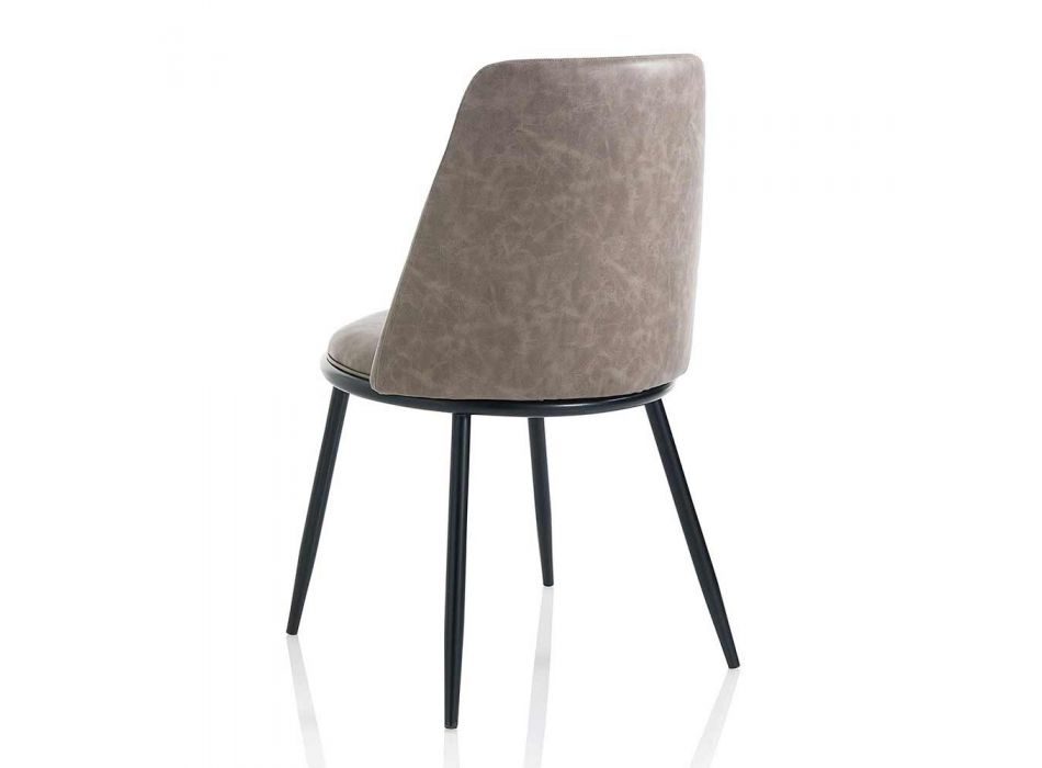 2 nowoczesne krzesła do jadalni ze sztucznej skóry i matowego czarnego metalu - Frizzi