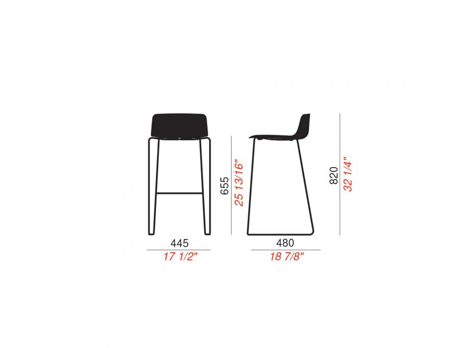 2 wysokie stołki z metalu i polipropylenu Made in Italy - Chrissie