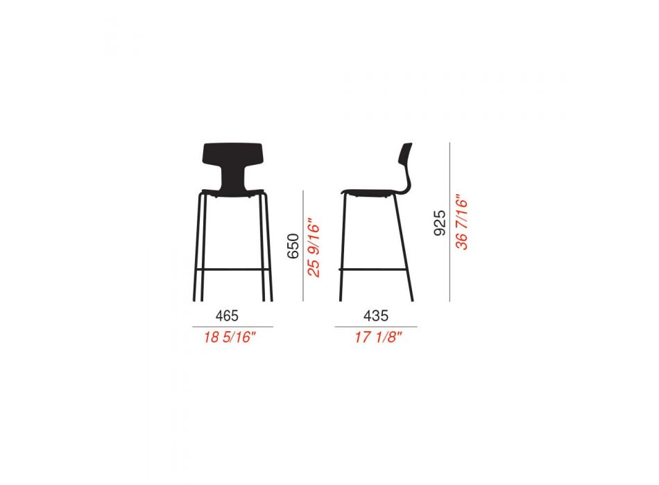 2 stołki barowe z możliwością ustawiania w stosy wykonane z metalu i polipropylenu Made in Italy - Arlette