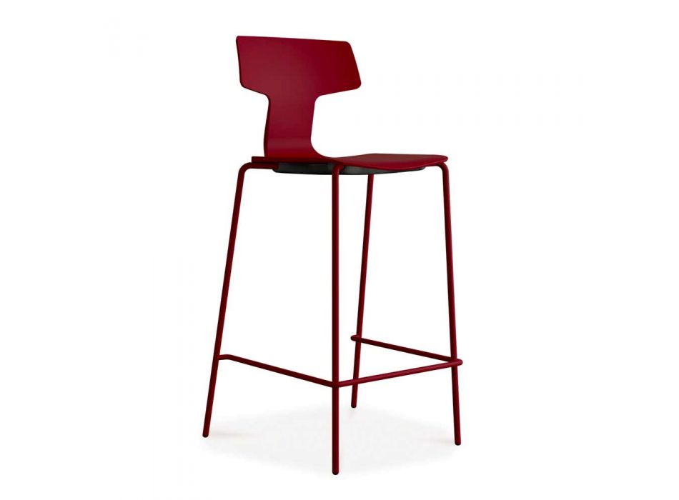 2 stołki barowe z możliwością ustawiania w stosy wykonane z metalu i polipropylenu Made in Italy - Arlette Viadurini