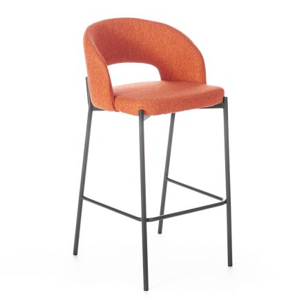 2 stołki wewnętrzne z siedziskiem i oparciem z tkaniny oraz metalowymi nogami – plaża Viadurini