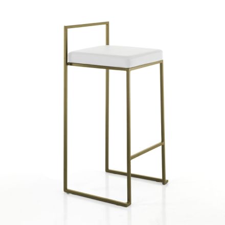 2 stołki do salonu z siedziskiem ze skóry syntetycznej – Afnio Viadurini