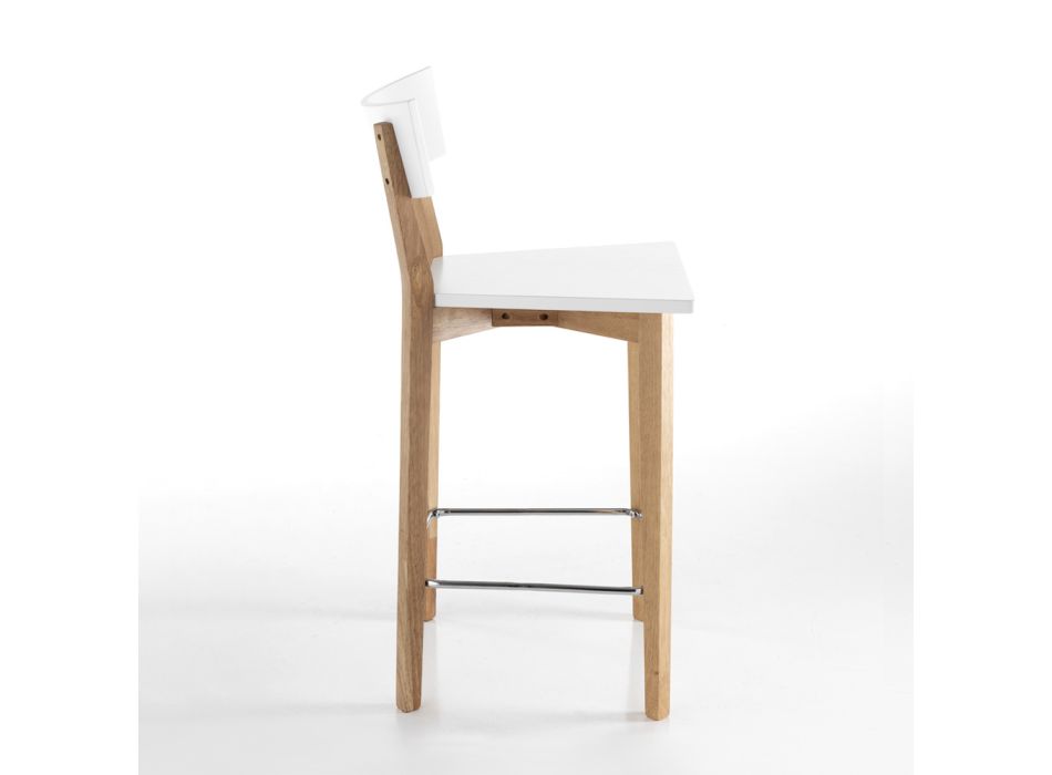 2 stołki do salonu z litego drewna - srebrne Viadurini