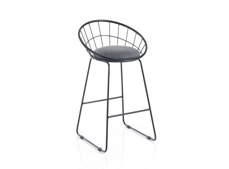 2 wyściełane stołki i stalowa konstrukcja w różnych wykończeniach - Torio Viadurini