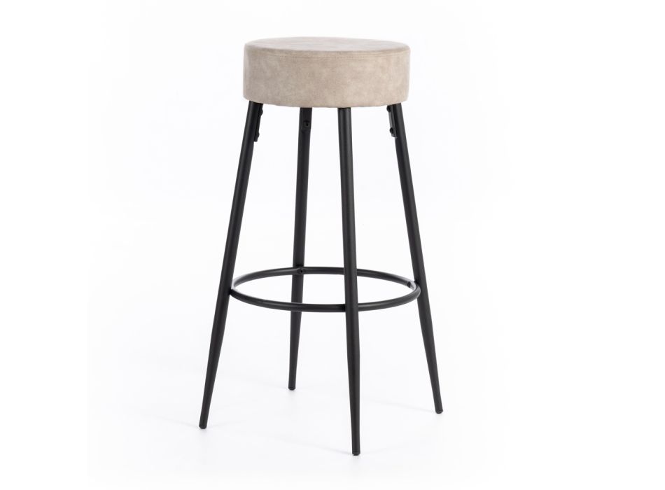 2 stołki wykonane z siedziska z mikrofibry i metalowej konstrukcji - Ronik Viadurini
