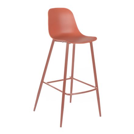 2 stołki wykonane z polipropylenu i konstrukcji metalowej z podnóżkiem - anioł Viadurini