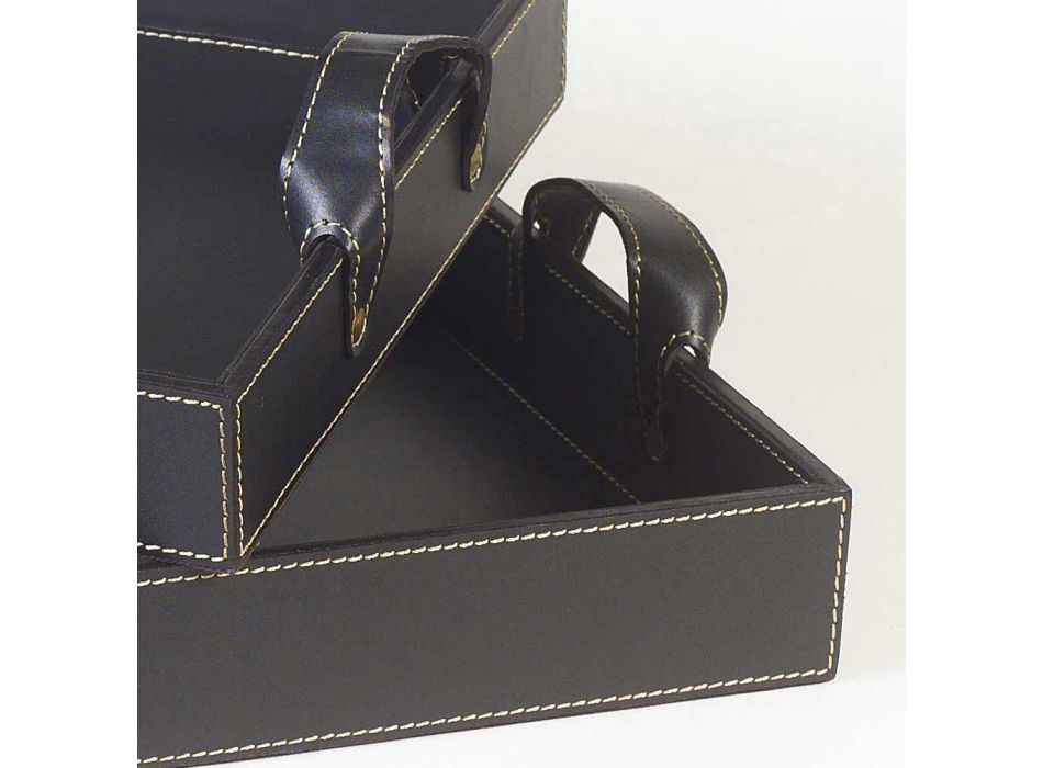 2 tace designerskie w czarnej skórze 41x28x5cm i 45x32x6cm Anastasia Viadurini