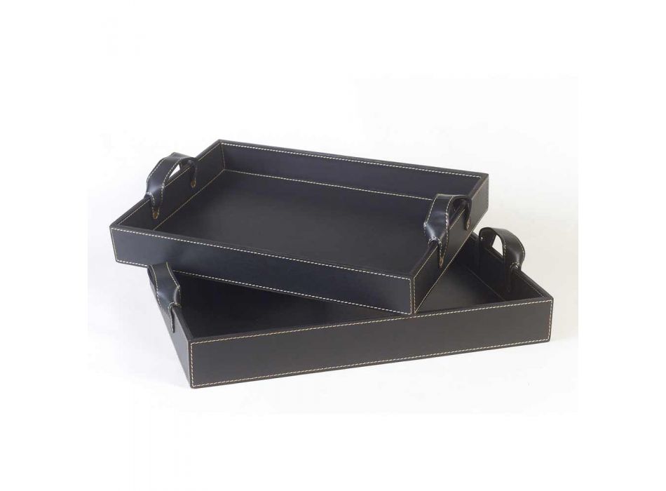2 tace designerskie w czarnej skórze 41x28x5cm i 45x32x6cm Anastasia