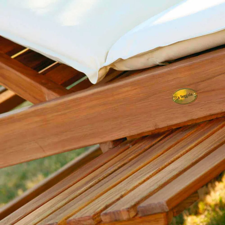 Regulowany leżak z prawdziwego drewna tekowego Viadurini