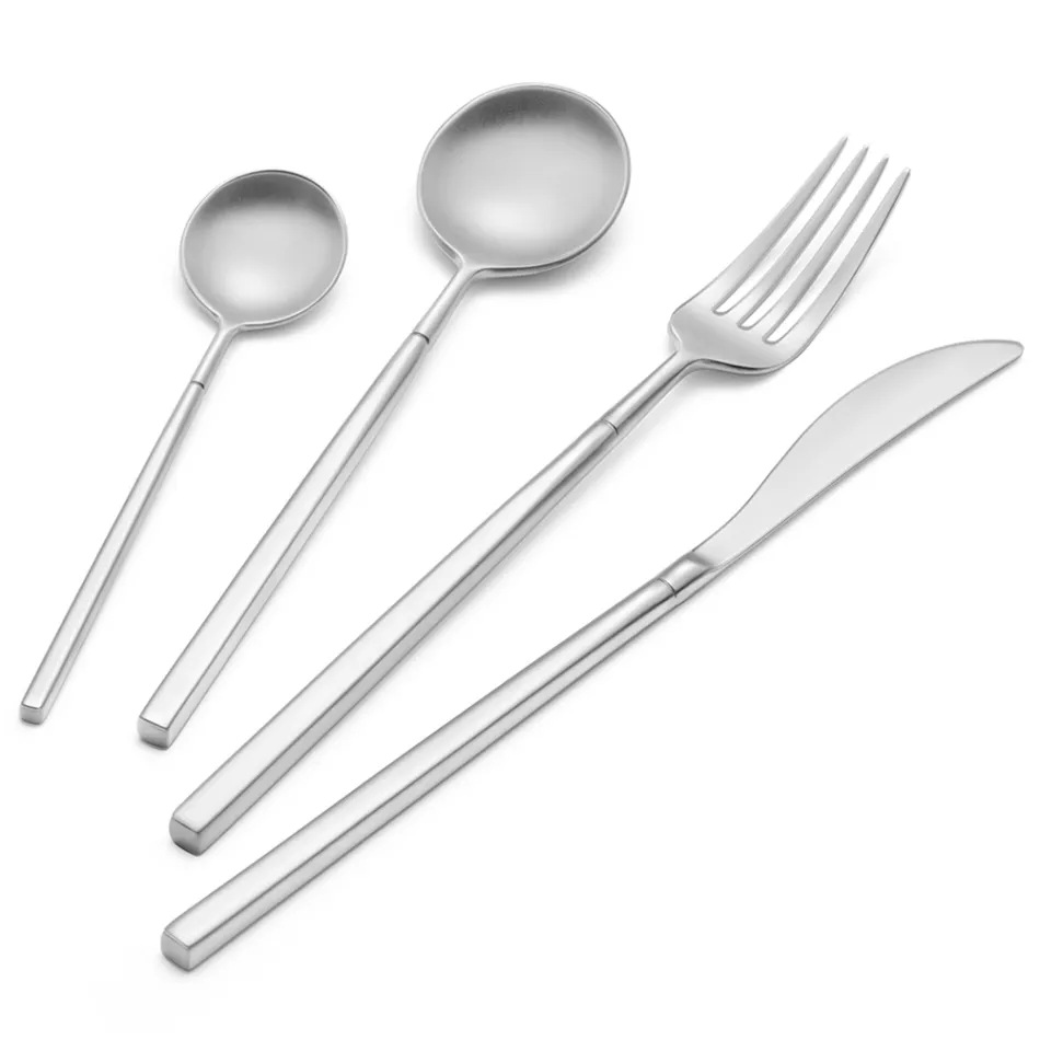 24 sztućce z polerowanej kutej stali o różnych wykończeniach Made in Italy - Osaka Viadurini