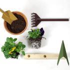 3 metalowe narzędzia ogrodnicze z drewnianą podstawą Made in Italy - Garden Viadurini