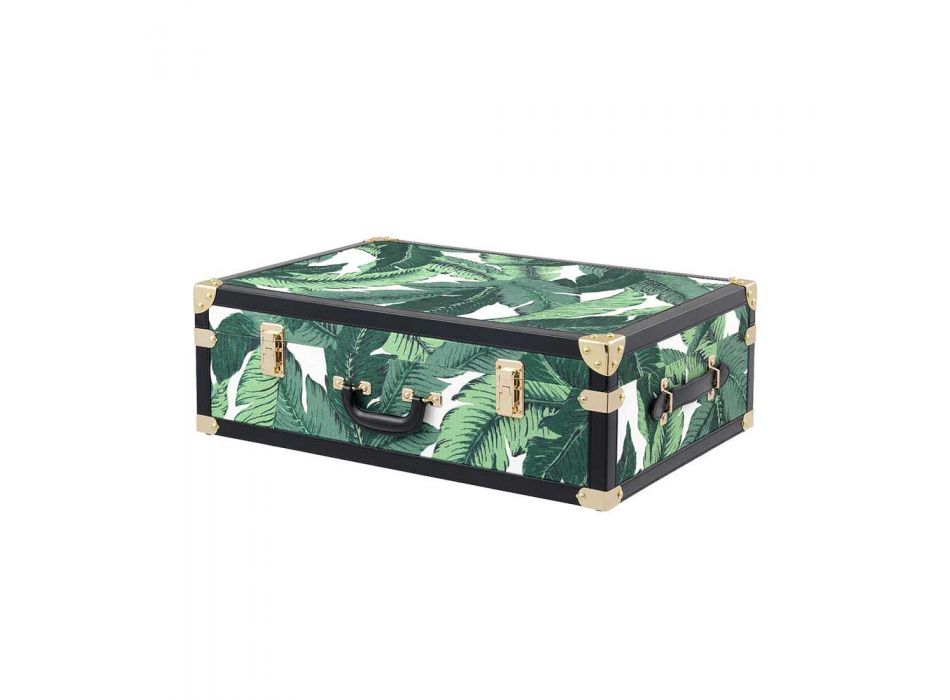 3 designerskie kufry z Mdf i tkaniny z czarnymi detalami imitującymi skórę - Amazonia Viadurini