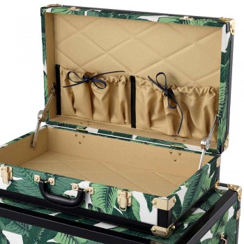 3 designerskie kufry z Mdf i tkaniny z czarnymi detalami imitującymi skórę - Amazonia