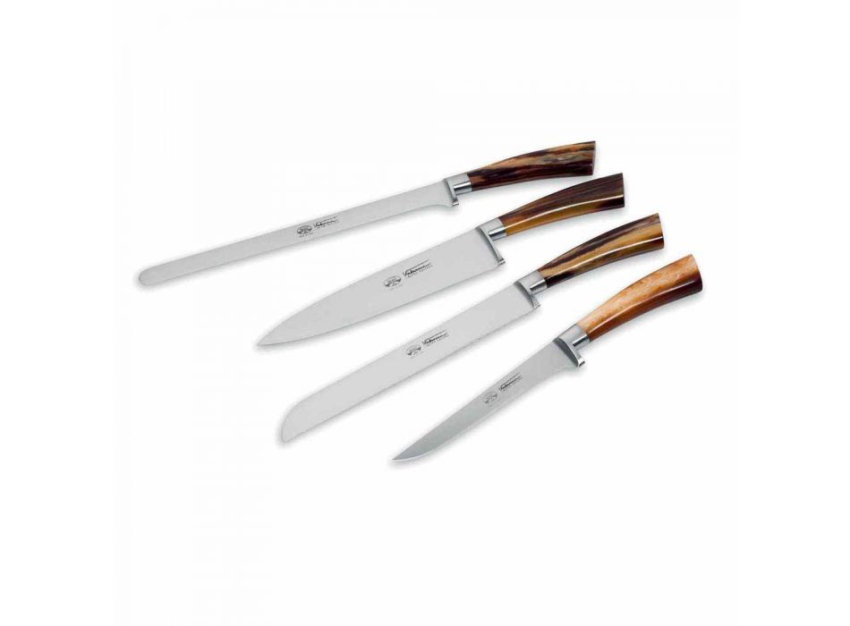 4 noże kuchenne z pełną rękojeścią Berti, wyłącznie dla Viadurini - Caravaggio