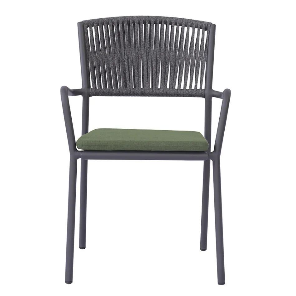 4 składane krzesła ogrodowe z aluminium i liny - Lunaris Viadurini