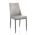 4 krzesła z siedziskiem ze sztucznej skóry i metalowymi nogami - Tariq