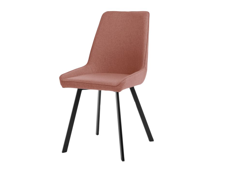 4 krzesła z siedziskiem z mikrofibry i metalową konstrukcją - brzoskwiniowy Viadurini