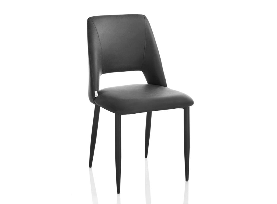 4 krzesła z metalową ramą i siedziskiem z mikrofibry - Hala Viadurini