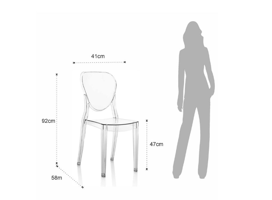 4 krzesła ogrodowe i wewnętrzne z przezroczystego poliwęglanu - Spinosa Viadurini