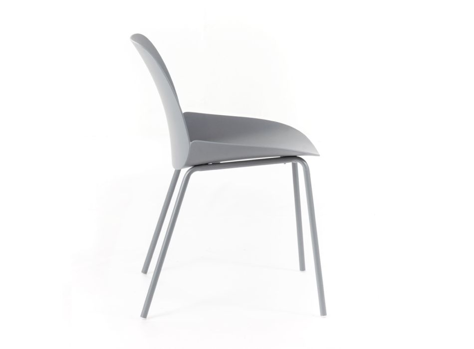 4 Krzesła zewnętrzne i wewnętrzne z polipropylenu i metalu - Krwawe Viadurini