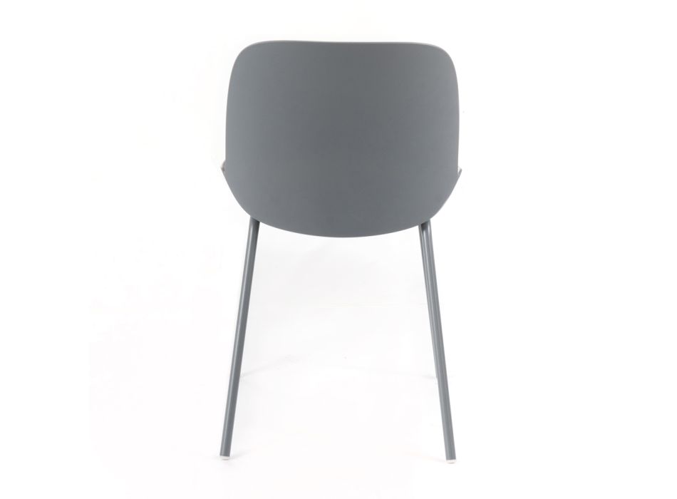 4 Krzesła zewnętrzne i wewnętrzne z polipropylenu i metalu - Krwawe Viadurini
