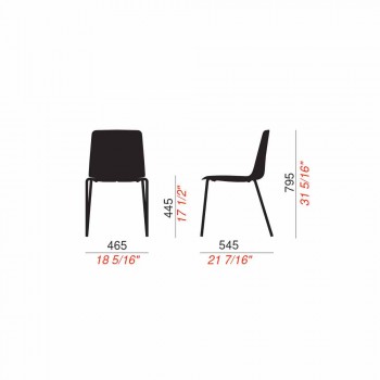 4 krzesła ogrodowe z możliwością układania w stosy wykonane z metalu i polipropylenu Made in Italy - Carita