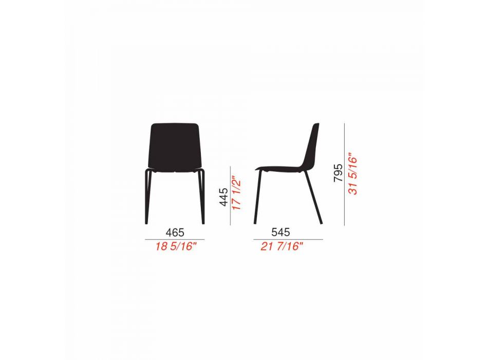 4 krzesła ogrodowe z możliwością układania w stosy wykonane z metalu i polipropylenu Made in Italy - Carita