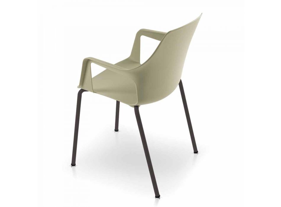 4 krzesła ogrodowe z możliwością układania w stosy z polipropylenu i metalu Wykonane we Włoszech - Carlene