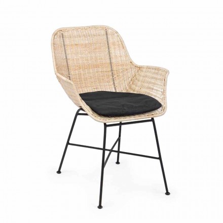 4 krzesła ogrodowe z plecionej wikliny i stali Homemotion - Berecca Viadurini